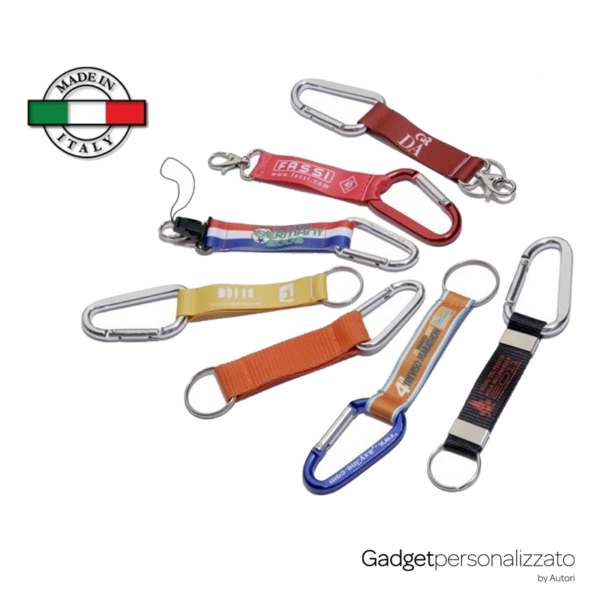 Portachiavi nastro con moschettone da montagna Made in Italy