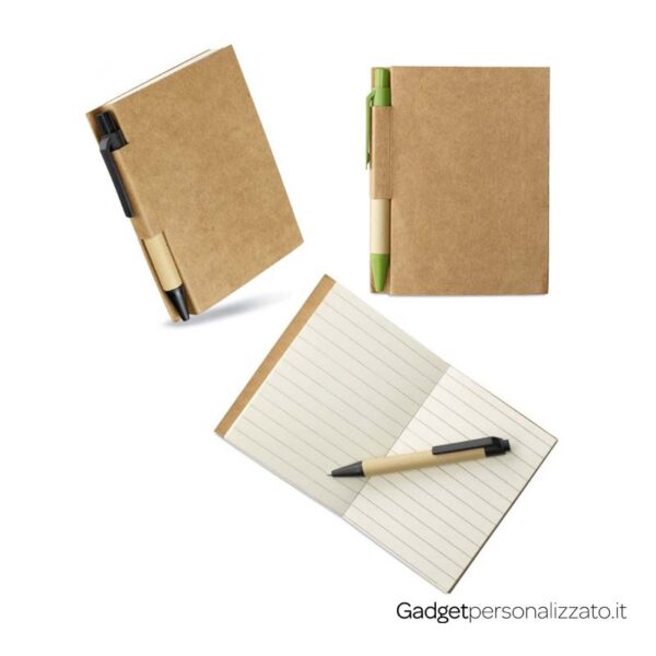 Block notes Cartopad 8,5x11 in cartone riciclato e penna