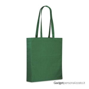 Shopper in cotone con soffietto e manici lunghi